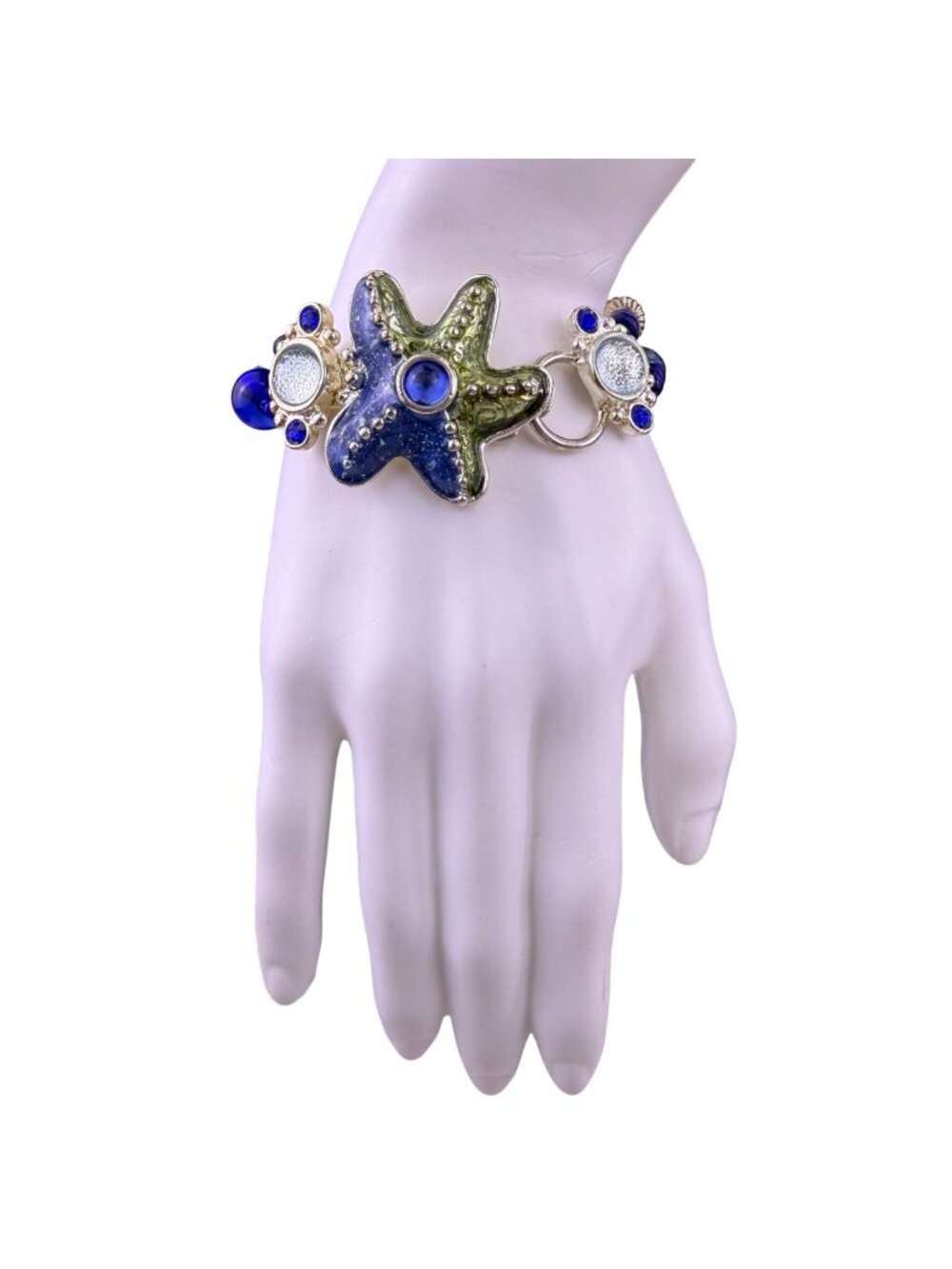 Chicos Womens Blue Green Mixed-Materials Starfish Magnetic Closure Bracelet